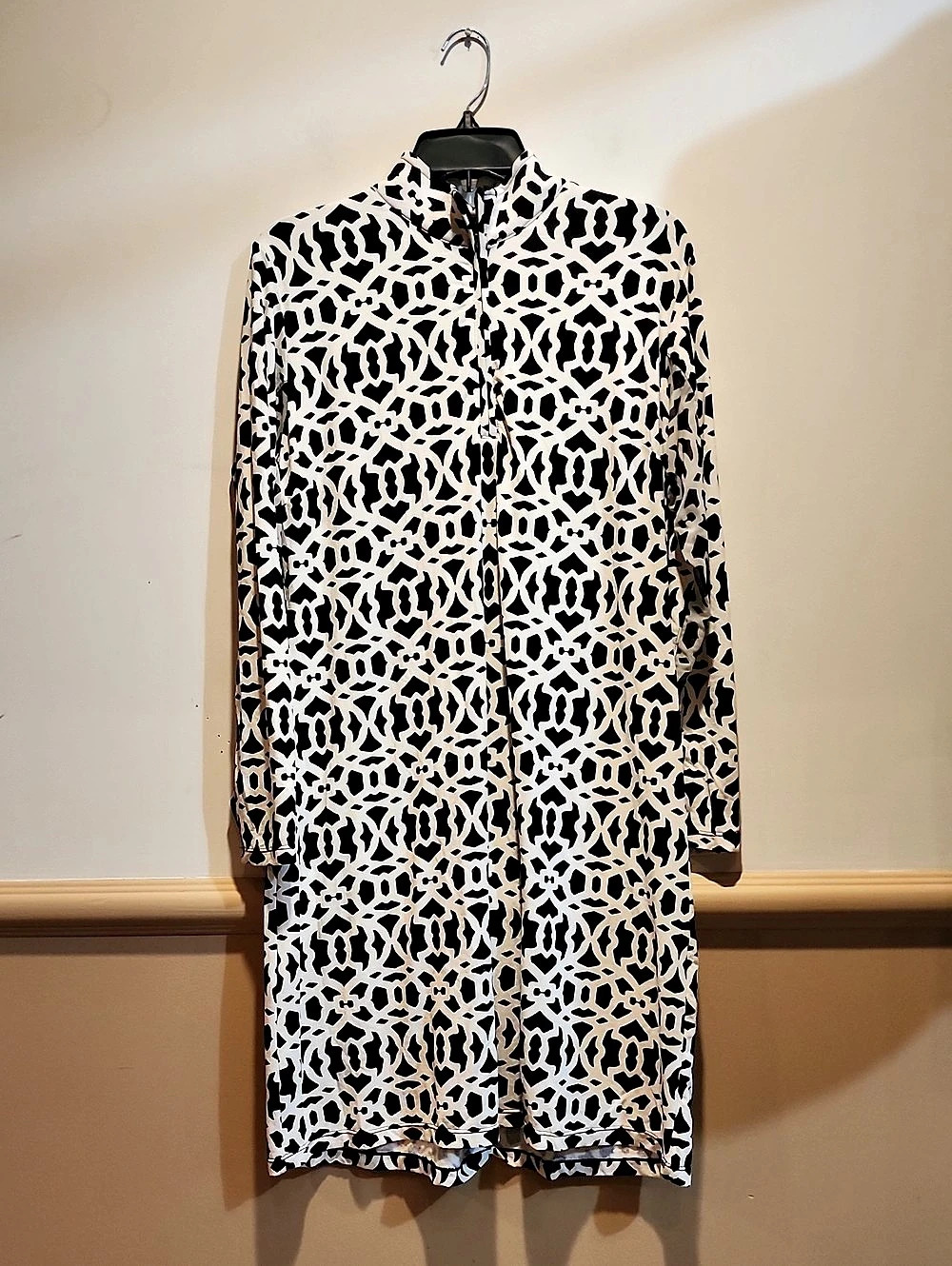 Gottex Life Style Geometric Midi Dress in Black & White Size XL- Golf or Travel